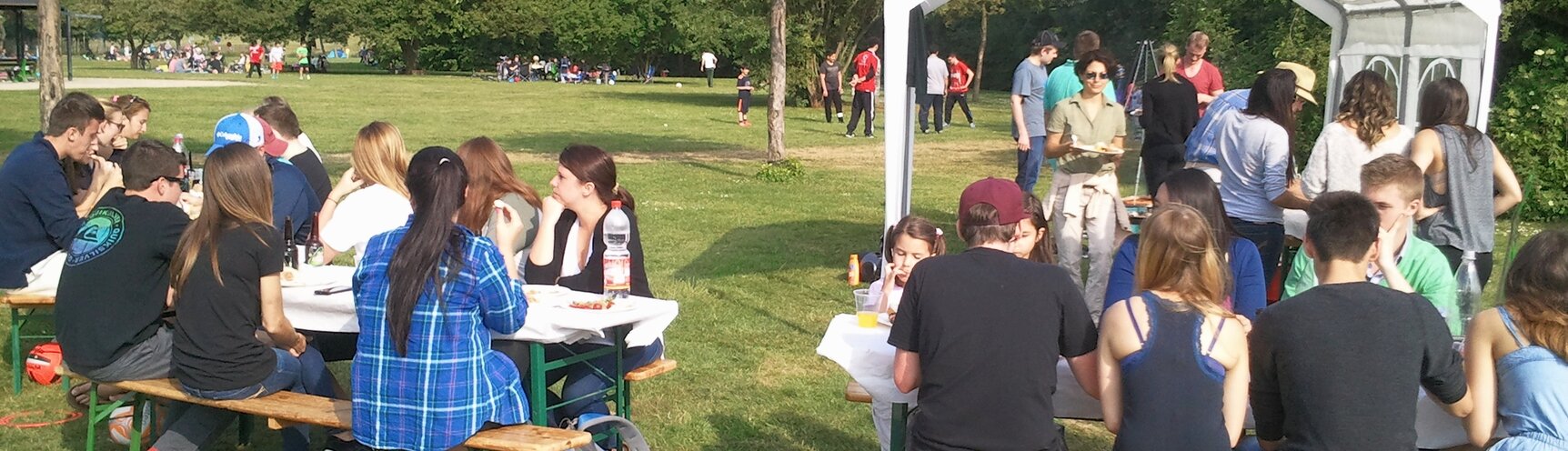 sitting together at the Rheinauen