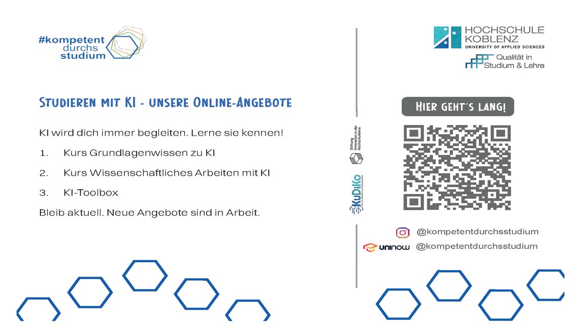 Studieren mit KI, unsere Online-Angebote - mit #kompetentdurchsstudium