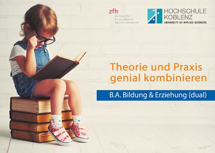 Slogan des Studiengangs BABE, Theorie und Praxis genial kombinieren