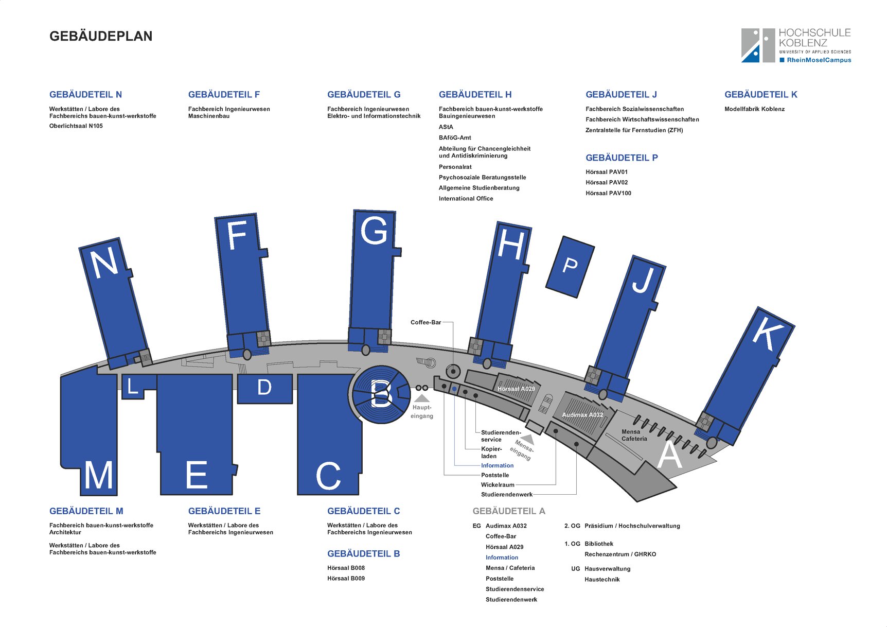 Gebäudeplan des Campus Koblenz