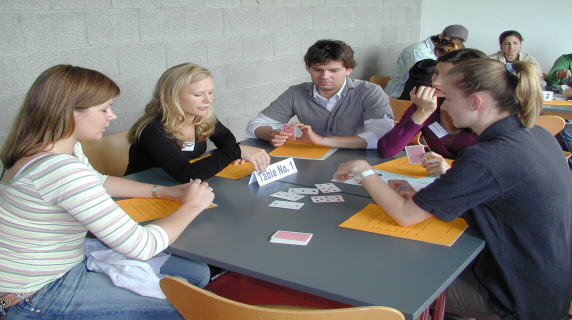 Students playing cards